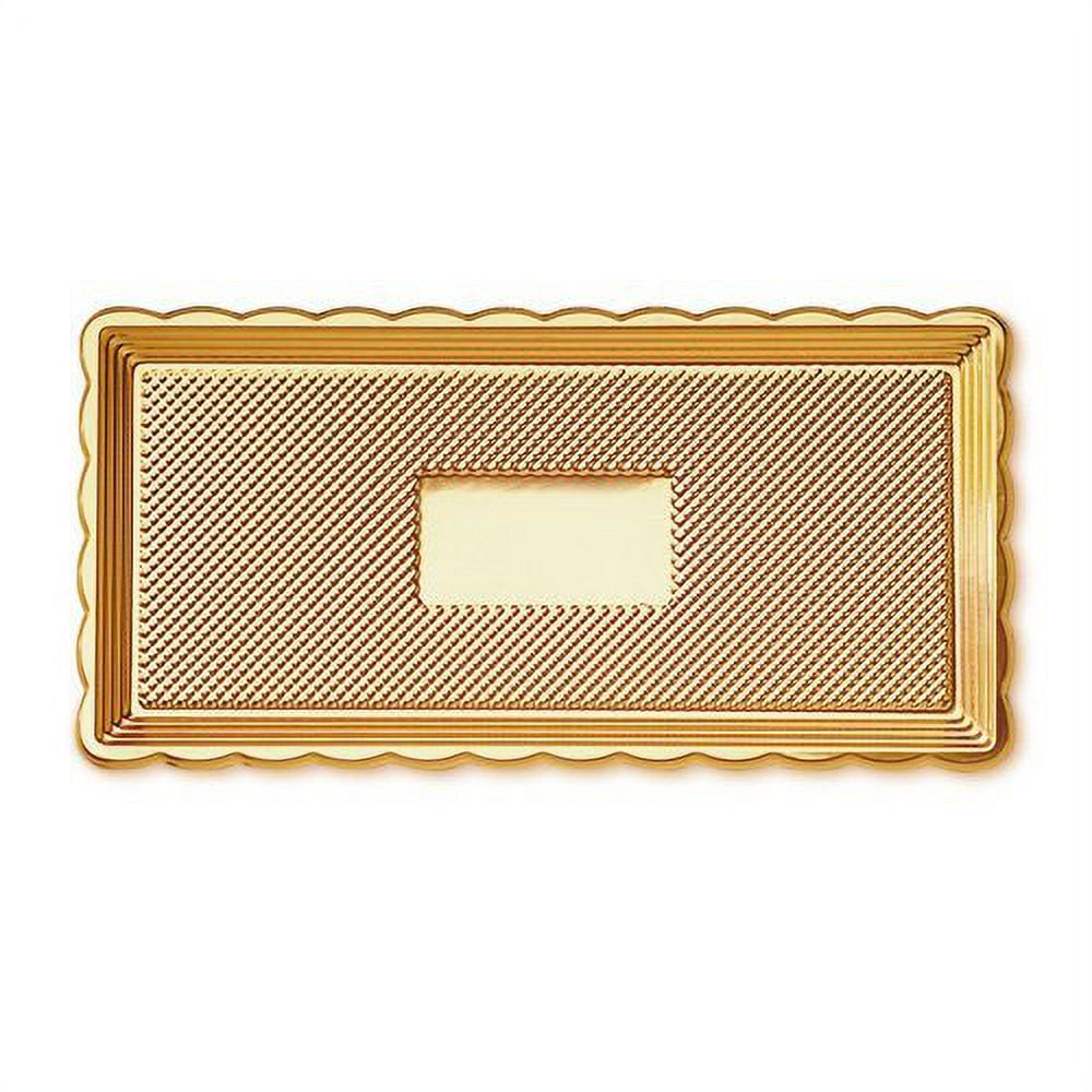 Alcas 018/4 Rectangular Medoro Plastic Tray 5.91" x 15.94" x 0.31" High with Gold Top and Dark-Brown Bottom - 50 Pieces