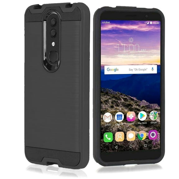 Alcatel 1X 2019 / ONYX Hybrid Metal Brushed Shockproof Tough Case Cover Black