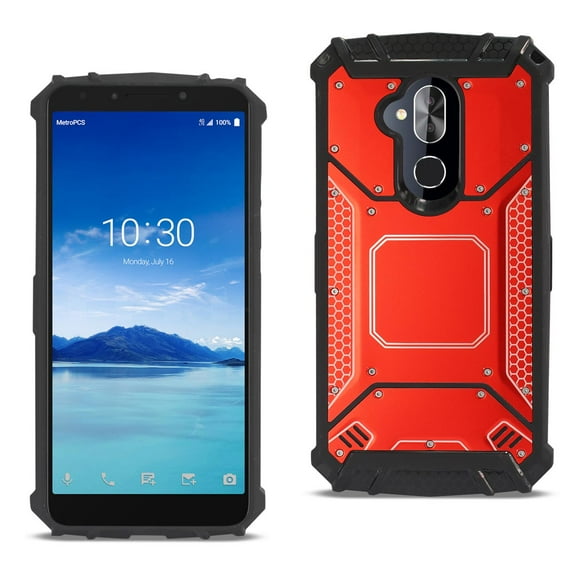Alcatel 7 Folio Metallic Front Cover Case In Red