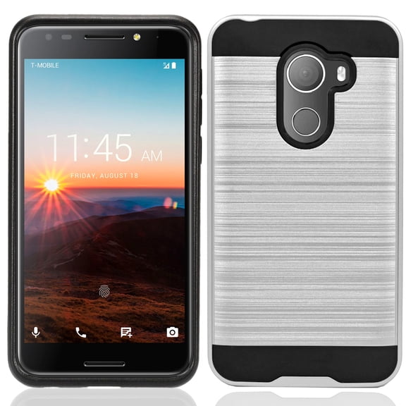 Alcatel A30 Plus / A30 Fierce 2017 / REVVL / Walters / 5049W Hybrid Metal Brushed Shockproof Tough Case Cover
