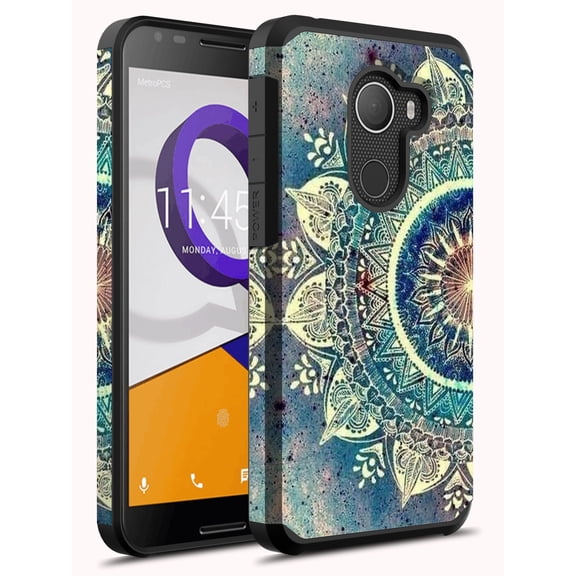Alcatel REVVL Case (T-Mobile), Alcatel A30 Fierce (2017) Case, Alcatel Walters Case, Dual Layer Cover Graphic Fashion Colorful Case for Alcatel A30 Plus (Green Mandala)