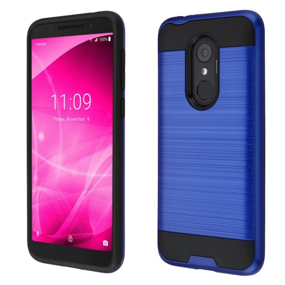Alcatel Revvl 2 / 5052 Hybrid Metal Brushed Shockproof Tough Case Cover Blue