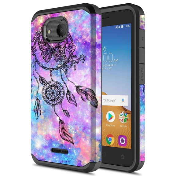 Alcatel Tetra Case, Kaesar Slim Hybrid Dual Layer Shockproof Hard Cover Graphic Fashion Cute Colorful Silicone Skin Cover Armor Case for Alcatel Tetra (Dream Catcher)