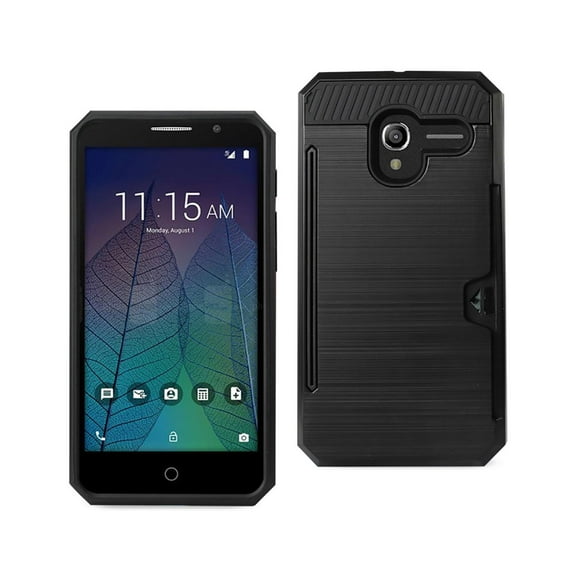 REIKO ALCATEL TRU SLIM ARMOR HYBRID CASE WITH CARD HOLDER IN BLACK