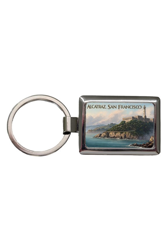 Alcatraz Prison Island San Francisco Metal Rectangle Keychain