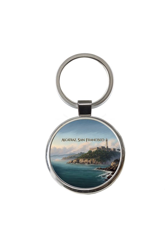 Alcatraz Prison Island San Francisco Metal Round Keychain