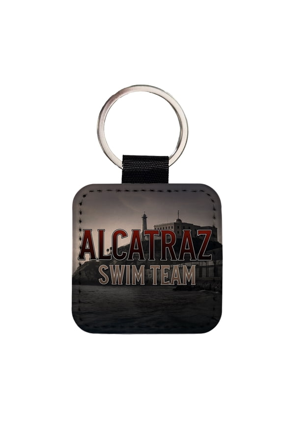 Alcatraz Prison Swim Team Funny Faux Leather Square Keychain