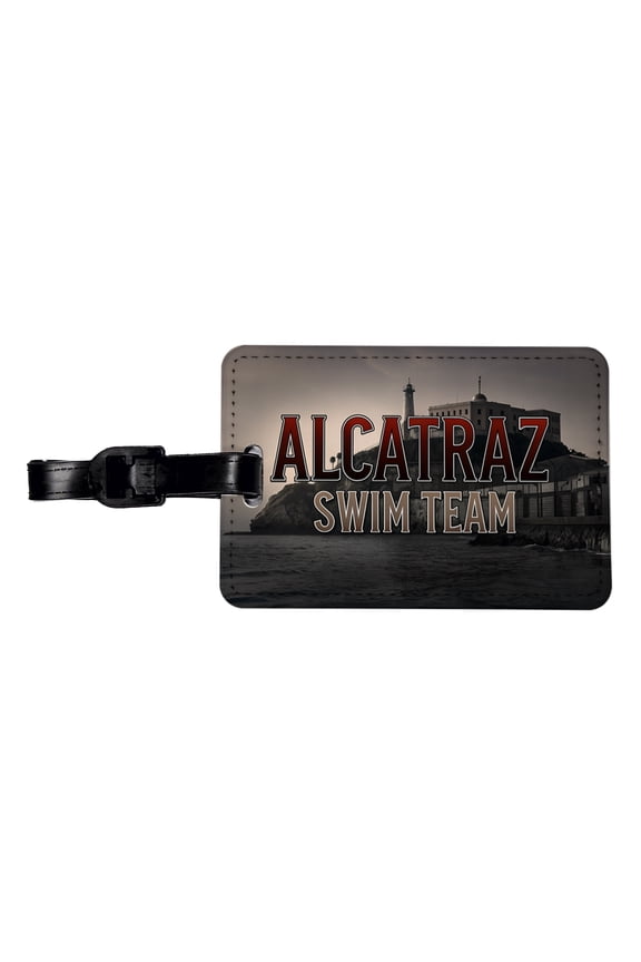 Alcatraz Prison Swim Team Funny Faux Leather Travel Luggage Tag