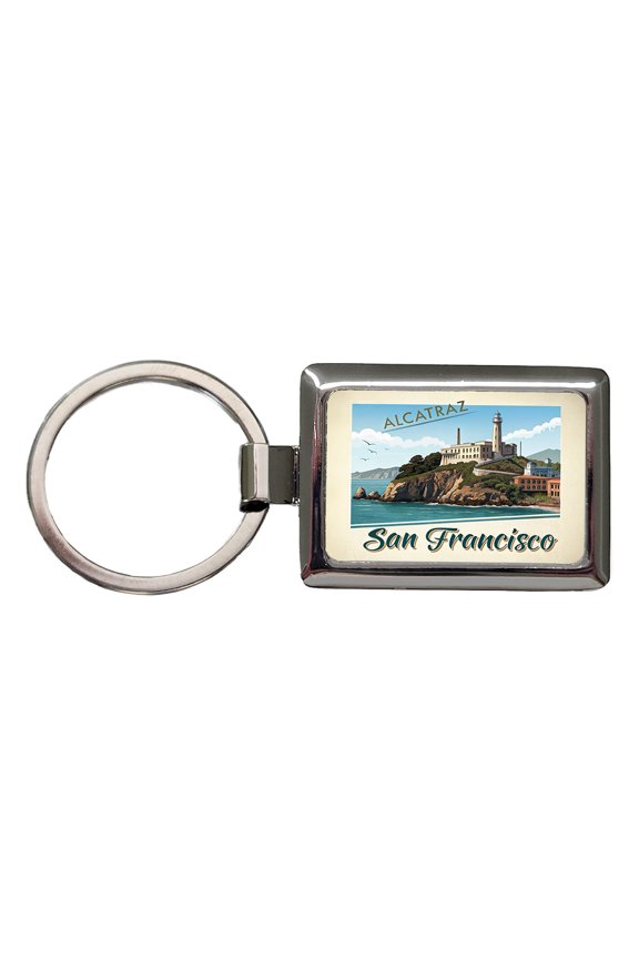 Alcatraz San Francisco Prison Travel Stamp Metal Rectangle Keychain