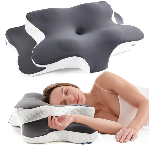 Alcedo Cervical Pillow,Cervical Neck Pillow For Pain Relief - Ergonomic Side Sleeper Pillow For Neck Support,Cozy Memory Foam Pillows For Sleeping, Contour Pillow For Back Stomach Sleepers
