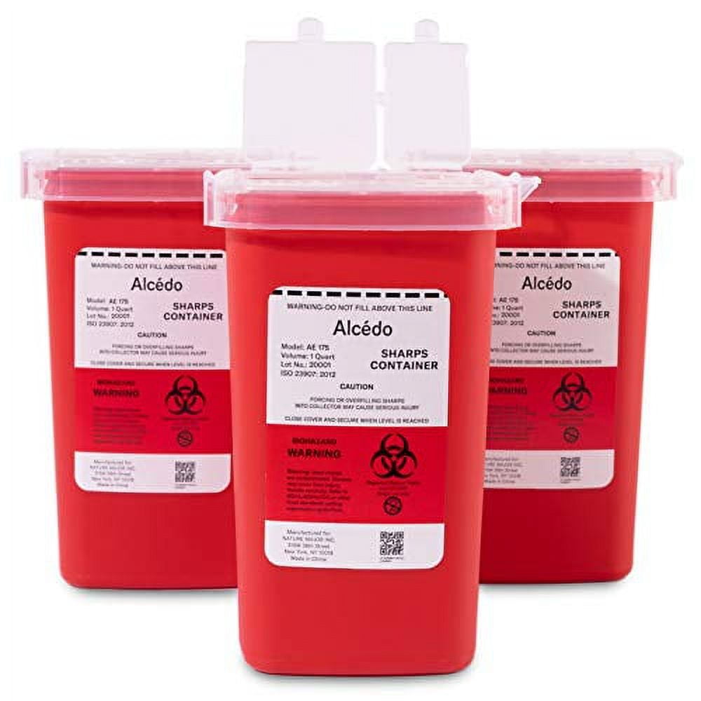 Alcedo Sharps Container for Home Use and Professional 1 Quart (3-Pack ...