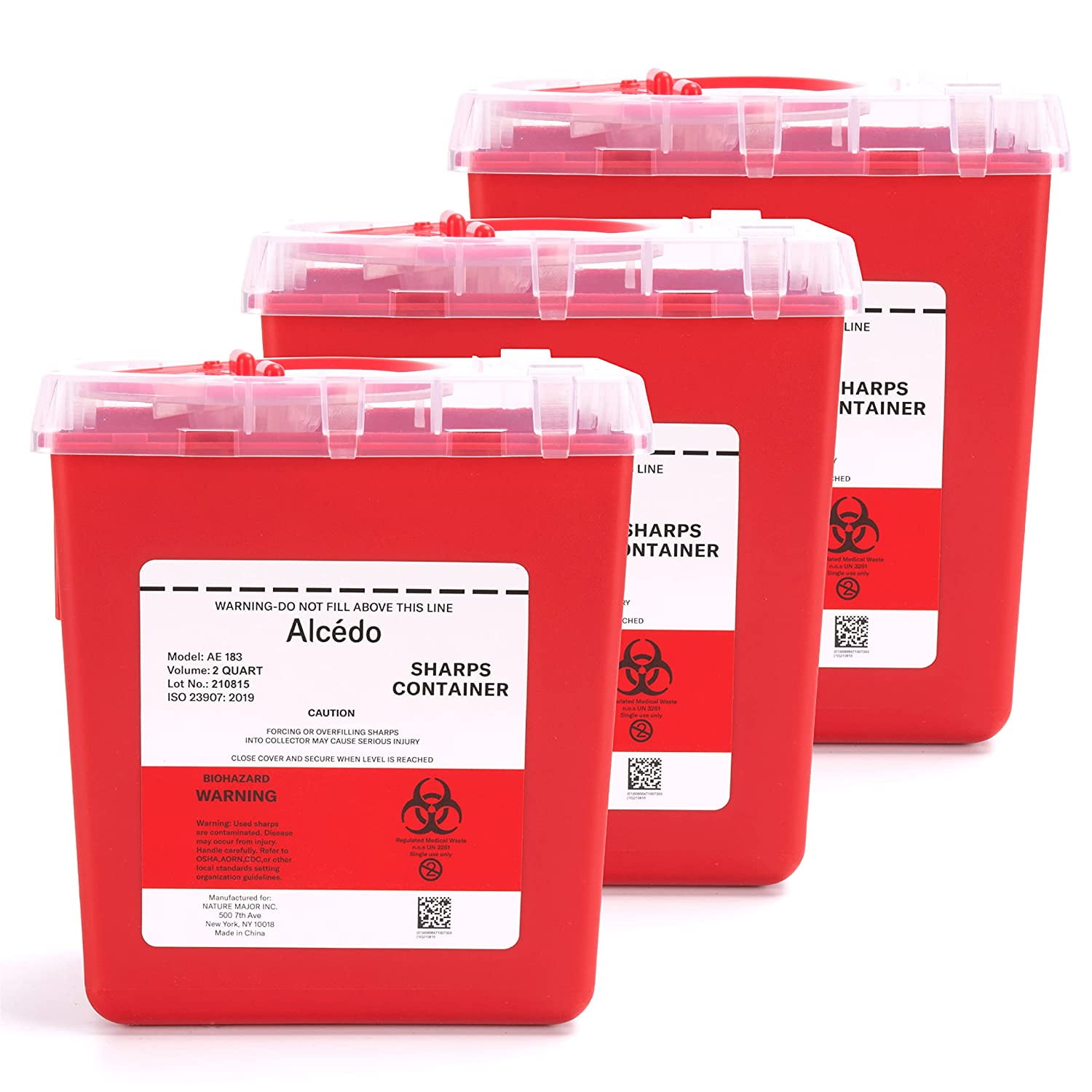 Alcedo Sharps Container for Home and Professional Use 2 Quart (3-Pack ...