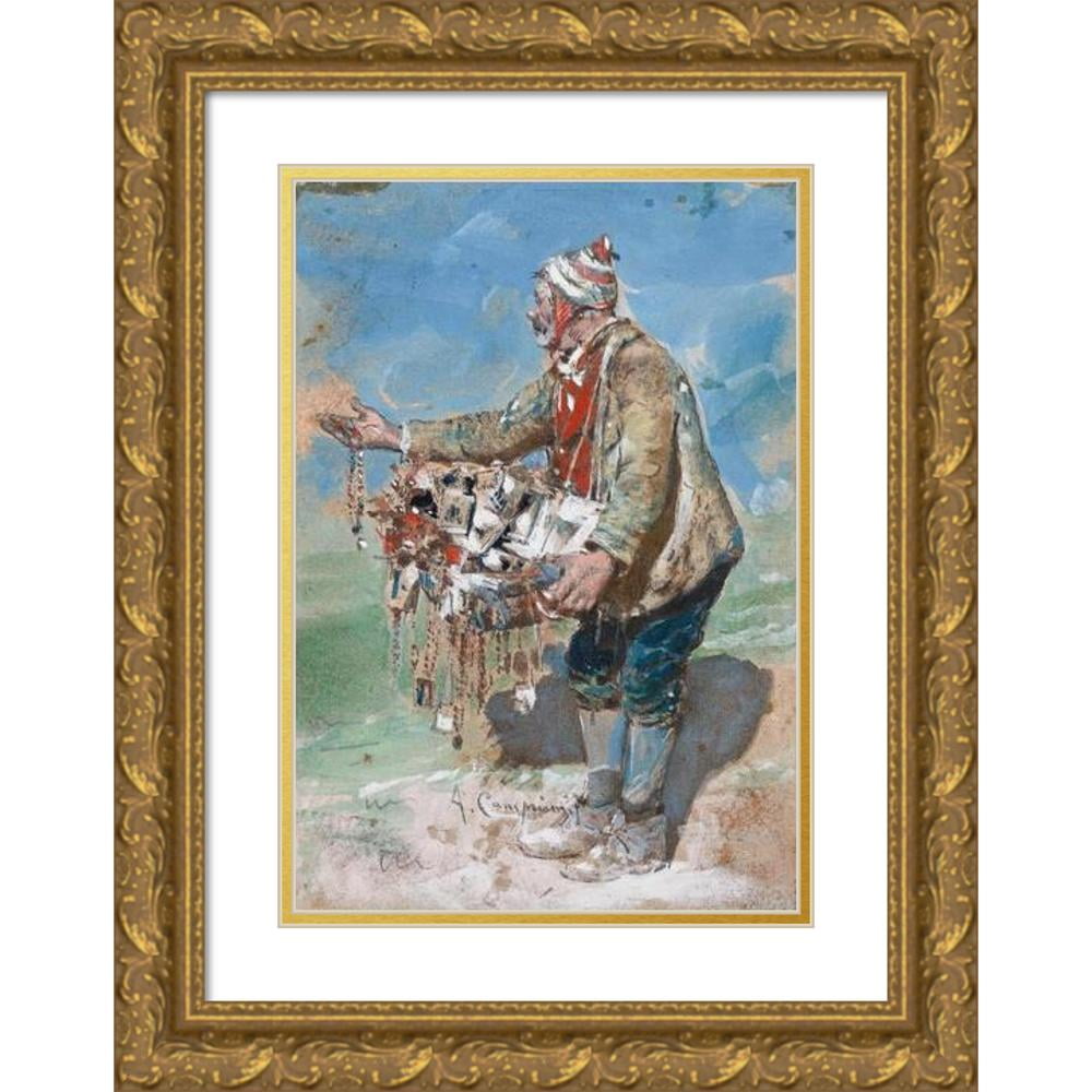 Alceste Campriani 17x24 Black Ornate Framed Double Matted Museum Art Print  Titled: The Souvenir Seller in Montevergine - Walmart.com, image size:1000x1000