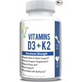 AlcheVita Vitamins D3 (5000 IU) + K2 (mk7) + Calcium (210mg) Maximum