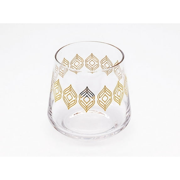 Alchemade Whiskey or Wine Glasses with Metallic Design (2 Pack) - 16 oz