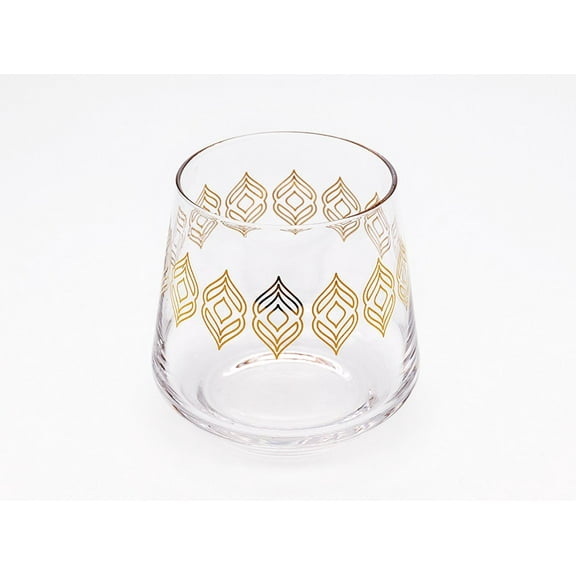 Alchemade Whiskey or Wine Glasses with Metallic Design (2 Pack) - 16 oz