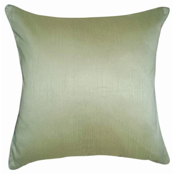 Alchemic Living Set of 2 Sage Green Premium Dupioni Silk Cushion Covers 16x16 Inch (40x40 CM) - Plain Decorative Concealed Zippered Throw Cushion Covers for Sofa, Couch, Living Room