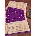 thumbnail image 1 of AlchemicLiving Wine Woven Paithani Banarasi Silk Dupatta/Chunni for Women Floral Print Zari Dupatta for Girls Size: 1M x 2.3M, 1 of 2