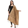 thumbnail image 1 of AlchemicLiving Women's Gold Floral Woven Banarasi Silk Zari Dupatta Thread Work - Beautiful Scarf Chunni for Girls - Size: 1M x 2.5M, 1 of 3
