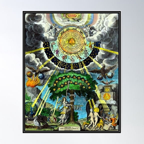 Alchemical Hermetric And Mystical Emblems Print Poster Wall Art, Modern Wall Decor For Living Room Bedroom, 24x36 UNFRAMED