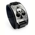 thumbnail image 1 of Alchemy Ace of Dead Spades Bracelet Pewter Cast Leather Adjustable, 1 of 3
