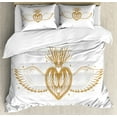 thumbnail image 1 of Alchemy Duvet Cover Set, Monochrome Design Winged Heart with Flourish Abstract Crown Illustration, Decorative 3 Piece Bedding Set with 2 Pillow Shams, Queen Size, Persian Orange White, by Ambesonne, 1 of 3