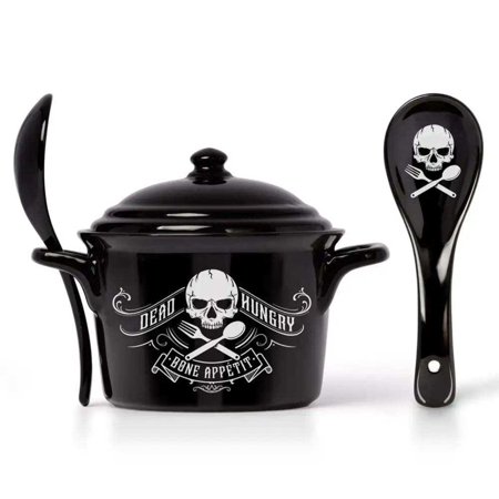 Alchemy Gothci Black Bone Appetit Eat Bowl and Spoon Set