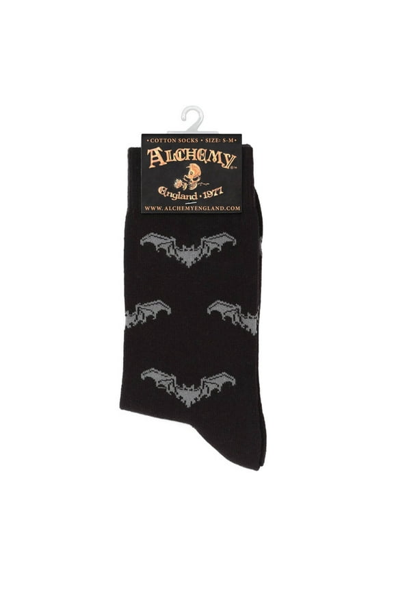 Black Cotton, Polyamide And Elastane Gothic Bat Socks