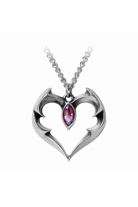 P900 21 in. Batheart Bat Wing Heart Crystal Pendant Necklace
