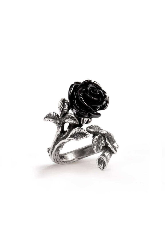 R241Q-T Wild Black Rose Ring - Size 8.5-9.5