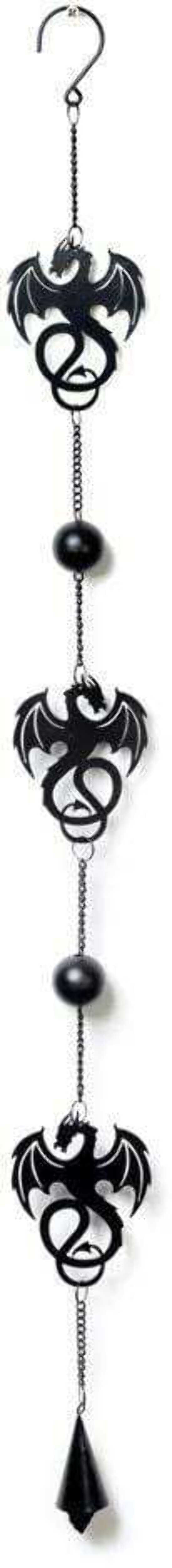 Alchemy Gothic Rune Dragon Window Door Hanging Black Metal Wind Chimes Men Women Black