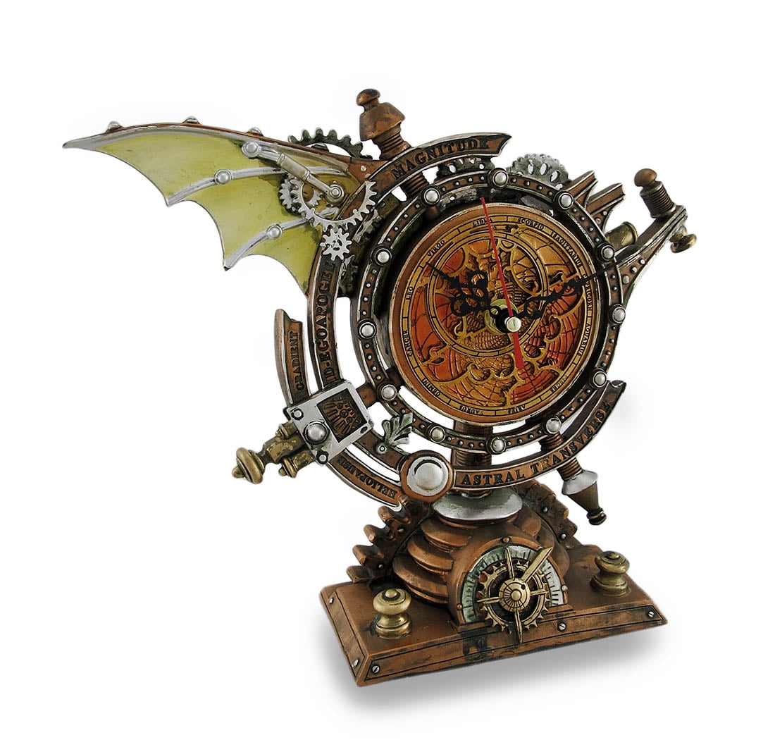 The Mysterious Container Steampunk Style Bronze Finished Desk Clock