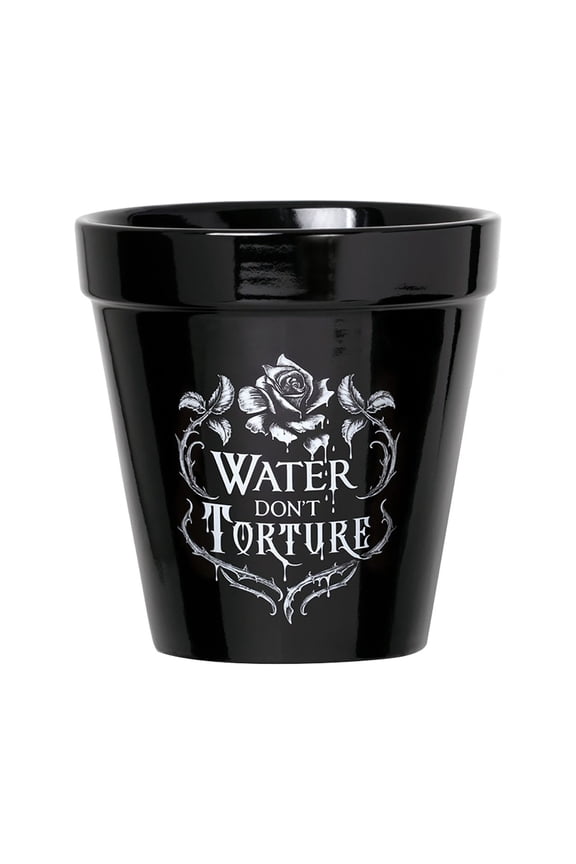 Water Don'T Torture Ceramic Plant Pot - Black