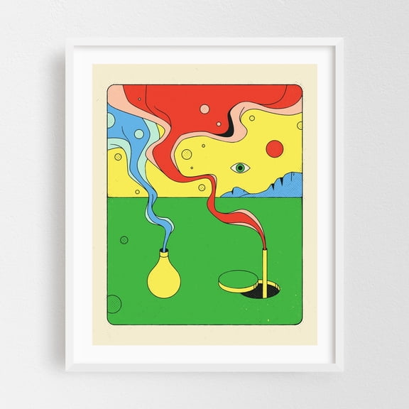 Alchemy - Illustration Surrealism Abstract Modern Art Psychedelic Geometric Pop Art White Framed Wall Art Print 6 x 8 inches