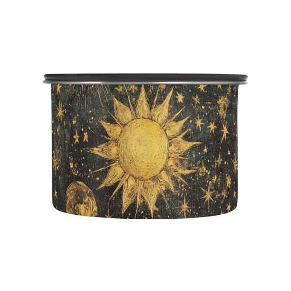 Alchemy Moon Star Sun Airtight Coffee Bean Canister 17oz Food Storage Containers with Lids For Gournd, Tea, Sugar, Flour, Rice, Cereal, Candy Cookie Jar