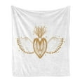 thumbnail image 1 of Alchemy Soft Flannel Fleece Blanket, Monochrome Design Winged Heart with Flourish Abstract Crown Illustration, Cozy Plush for Indoor and Outdoor Use, 60" x 80", Persian Orange White, by Ambesonne, 1 of 5