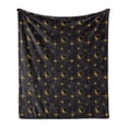 thumbnail image 1 of Alchemy Soft Flannel Fleece Throw Blanket, Night Image Windrose Stars Sun and Crescent Moon with Human Face, Cozy Plush for Indoor and Outdoor Use, 60" x 80", Indigo and Dark Yellow, by Ambesonne, 1 of 5