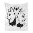 thumbnail image 1 of Alchemy Soft Flannel Fleece Throw Blanket, Sketch Graphic of Cats with Moons Clouds and Constellations, Cozy Plush for Indoor and Outdoor Use, 70" x 90", Charcoal Grey and White, by Ambesonne, 1 of 5