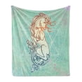 thumbnail image 1 of Alchemy Soft Flannel Fleece Throw Blanket, Unicorn on Geometry Grunge Pastel Backdrop, Cozy Plush for Indoor and Outdoor Use, 70" x 90", Seafoam Multicolor, by Ambesonne, 1 of 5