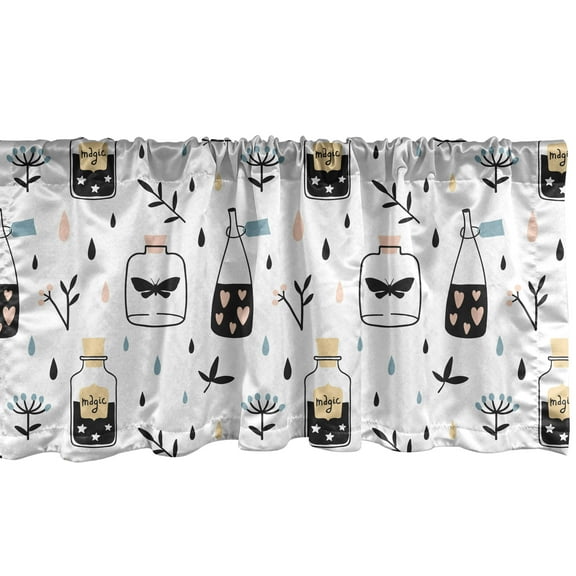 Ambesonne Alchemy Valance Pack of 2, Witchcraft Magic Bottles, 54"X12", Sea Green Multicolor