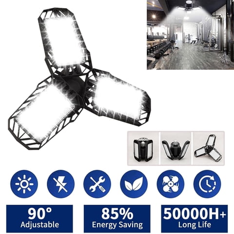 IRTTO Adjustable 220W LED Garage Lights, Garage Ceiling Light with Deformable Panel, Basement Barn Garage Lights, Ceiling Shop Light Fixtures