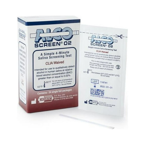 Alco-Screen .02 Saliva Alcohol Screen Rapid Test, Abbott Rapid Dx North America LLC 56024, 24 Count