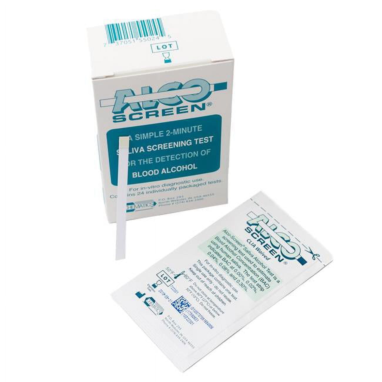 AlcoScreen Alcohol Test Strips 24 Strips/Box