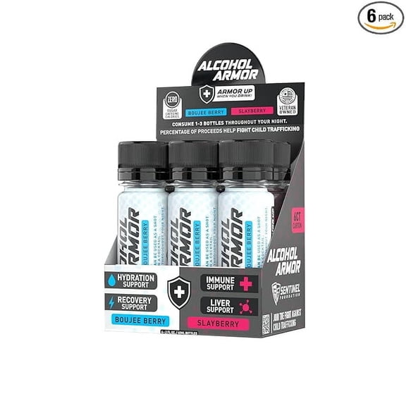 Alcohol Armor Variety Pack - Hydration Support, Essential Vitamins and Electrolytes, Vitamin B12, Milk Thistle - 6 Pack Variety