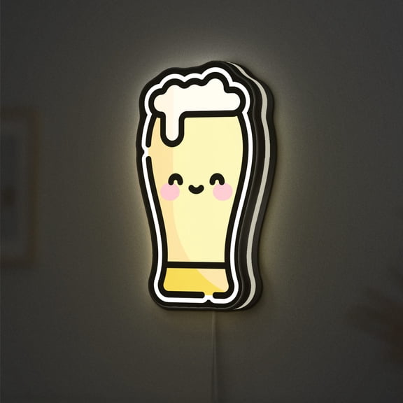Alcohol Beer 3D Novelty Light Box, Glass Lamp Decor for Beverage Lovers, Party Decor and Barroom Enthusiasts (Width 8 inch, 20cm)
