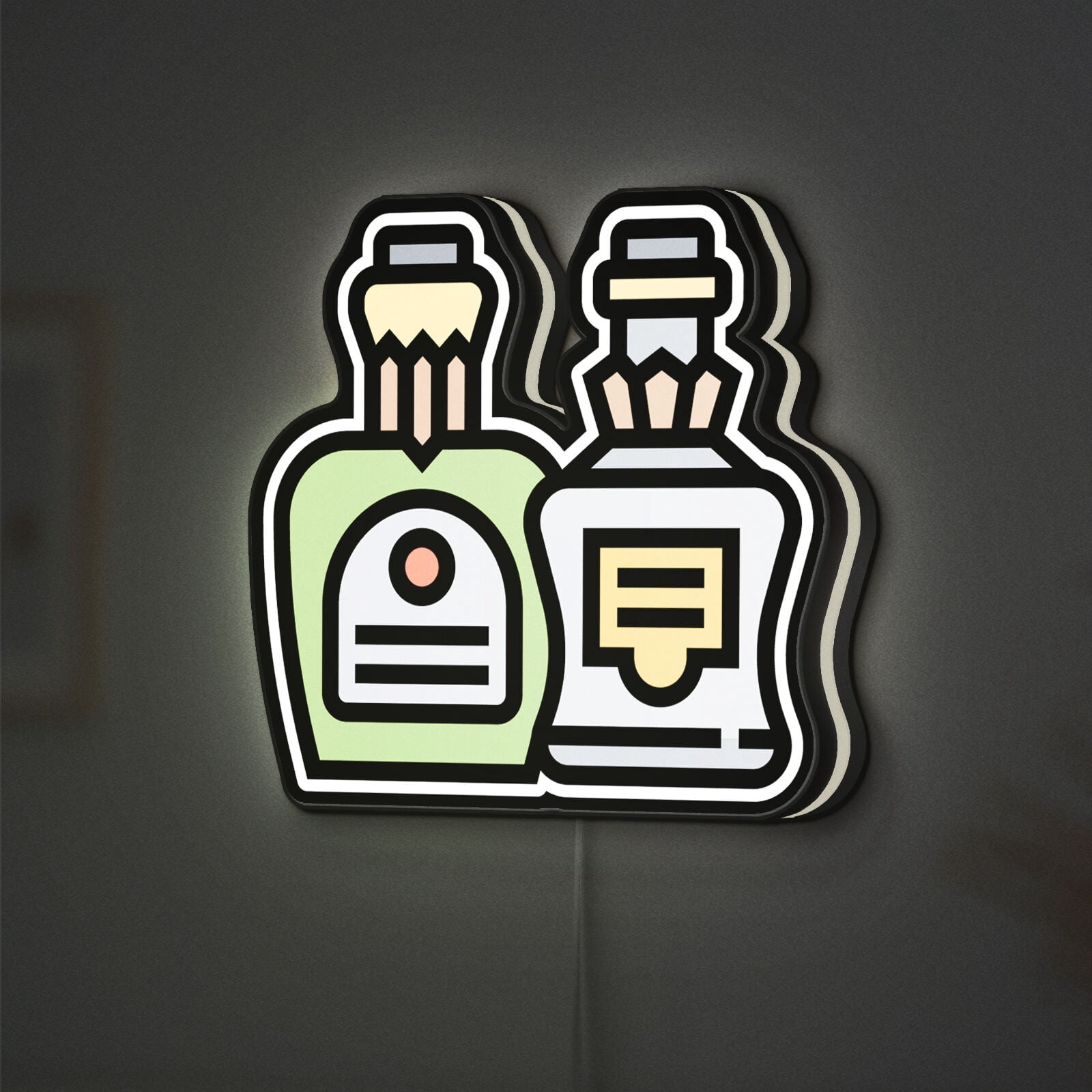 Alcohol Bottle 3D Novelty Light Box for Bar and Beverage Decor, Whiskey Brandy Night Light for Beer Lovers and Restaurants (Height 8 inch, 20cm)