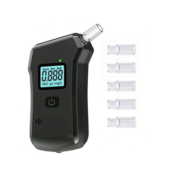 Alcohol Breathalyzer, Alcohol Breathalyzer, Highly Accurate Portable Alcohol Breathalyzer With LCD Display, Personal And Commercial Use, Drunk Driving Test Set With 5 Mouthpieces