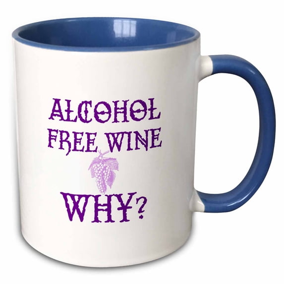 Alcohol-Free Wine- Why- Funny Wine Lovers Design in Purple and White 15oz Two-Tone Blue Mug mug-262108-11