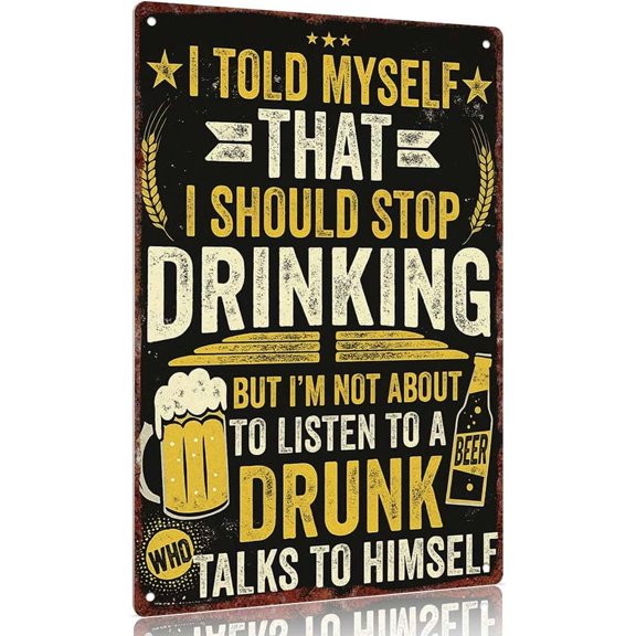 "Alcohol Humor Decorative Sign - Funny Drinking Quote for Bar, Man Cave, Office or Home Wall Decor (12x8inch)"