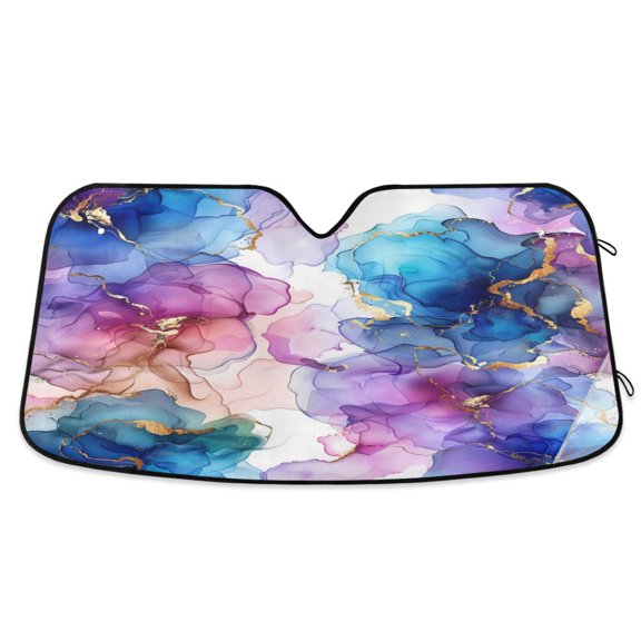 Alcohol Ink Flowers Car Windshield Sun Shade Foldable Car Front Window Visor Heat and UV Protection 53x23.5